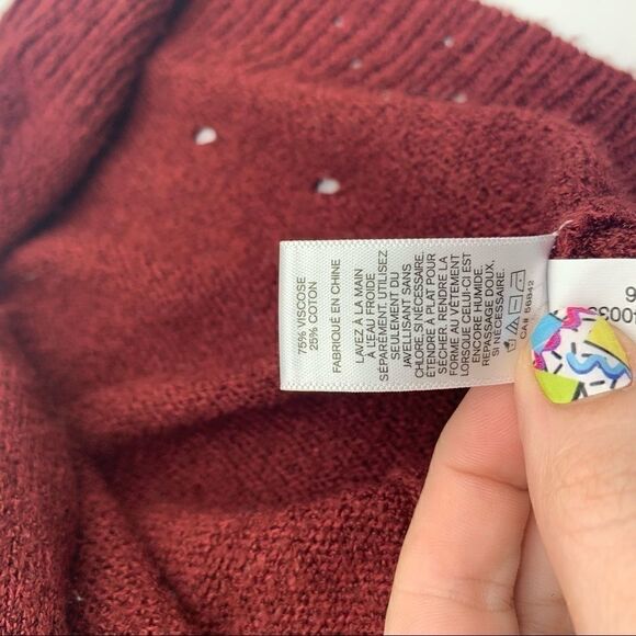 Express small maroon sweater distressed longsleeve - Picture 10 of 10